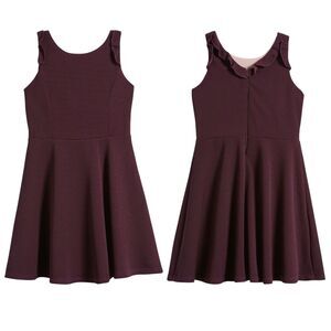Ava & Yelly Girls Size 7 Ruffle Sleeveless Skater Dress Plum Purple color